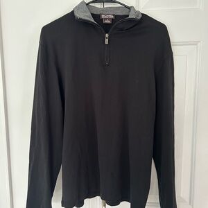 Michael Kors Black Zip-Up Pullover with Gray Collar Trim